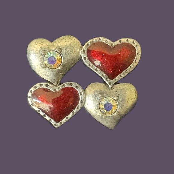 Vintage AJMC Heart Brooch Silver Hardware Highly Collectible EUC - Picture 6 of 11